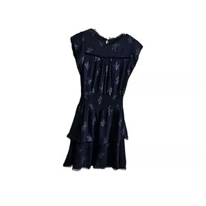 Aqua navy blue floral print dress size xsmall